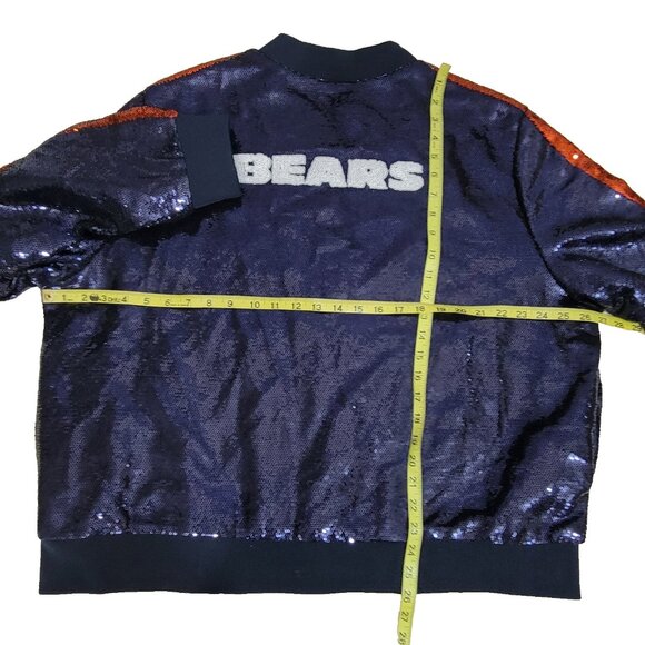 Chicago Bears Sequin Ombre Jacket Women Size 2XL The Wild Collective NFL XXL NEW - Picture 12 of 16